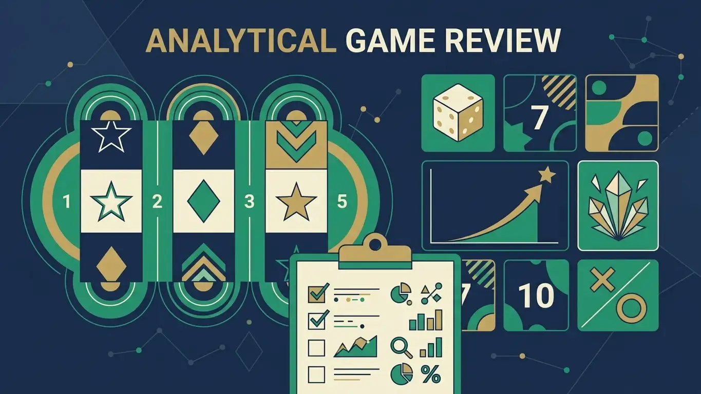 Editorial illustration of slot reels and original game tiles with a checklist