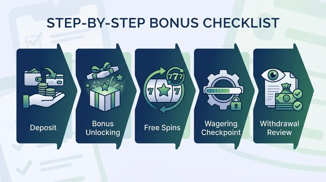 BC.GAME welcome bonus flow from deposit to wagering to withdrawal